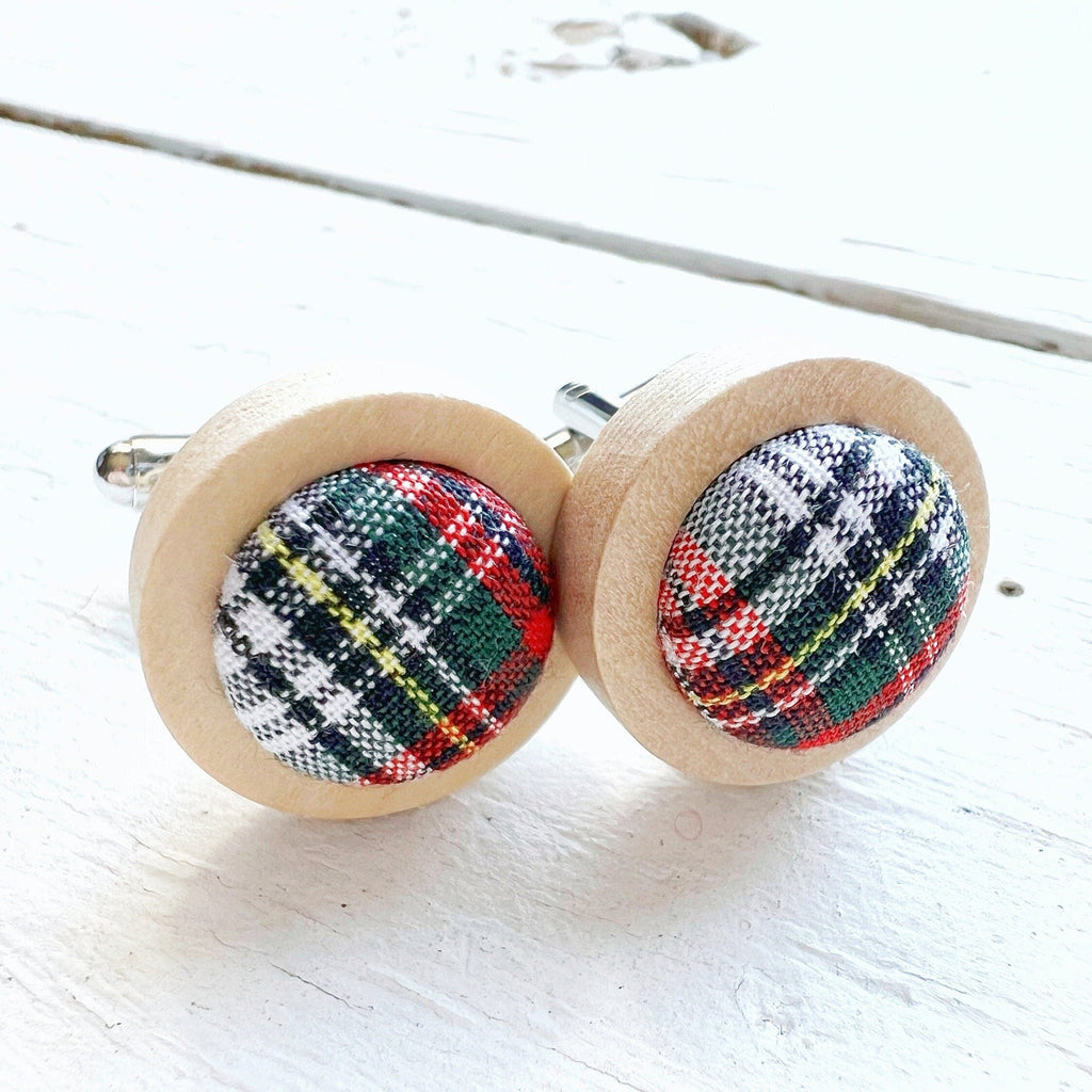 Cufflinks - Mens Dress Stewart Tartan Plaid Cufflinks