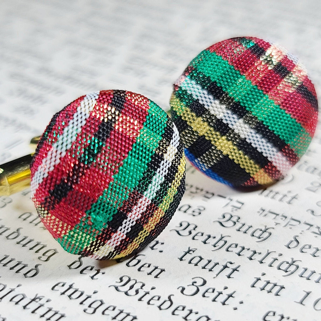 Plaid Cufflinks - Stylish Gold Wedding Groomsmen Gift