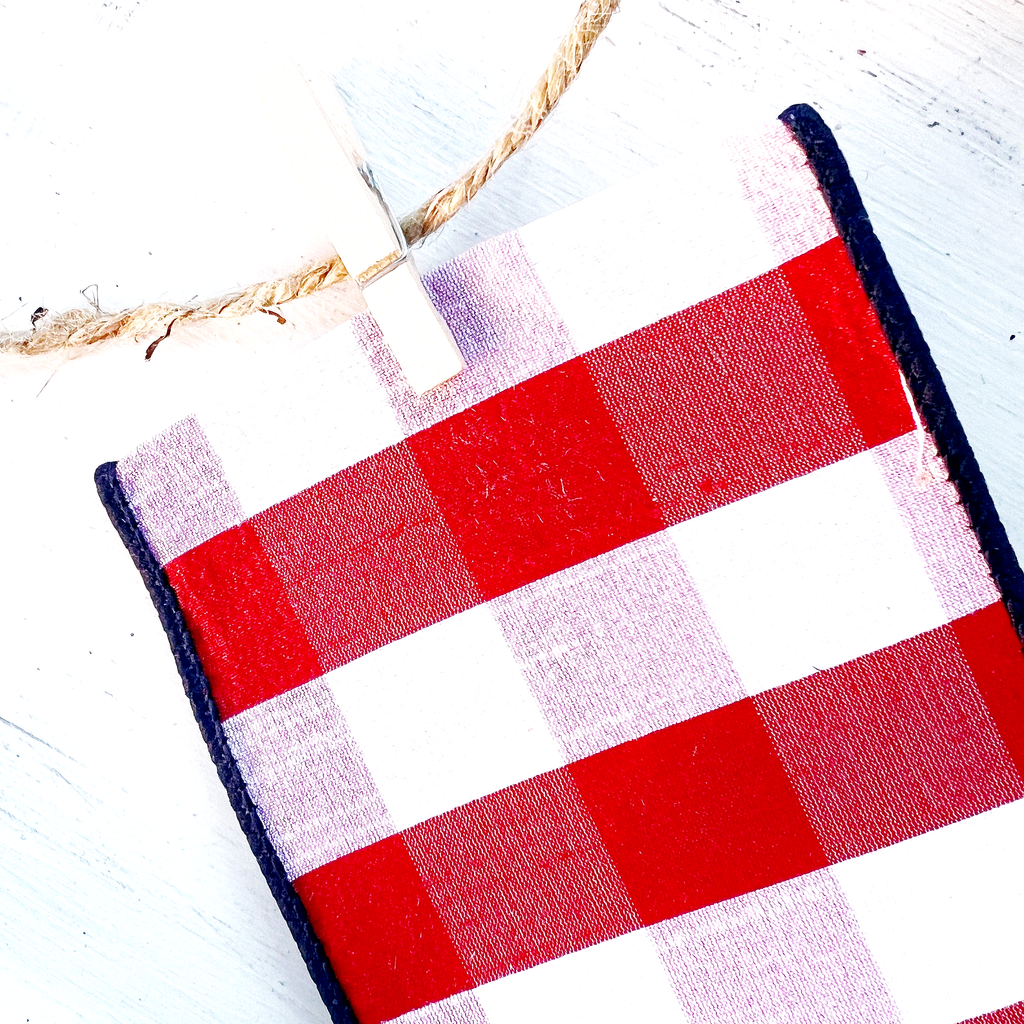 Wired Ribbon Spools - red white patriotic check