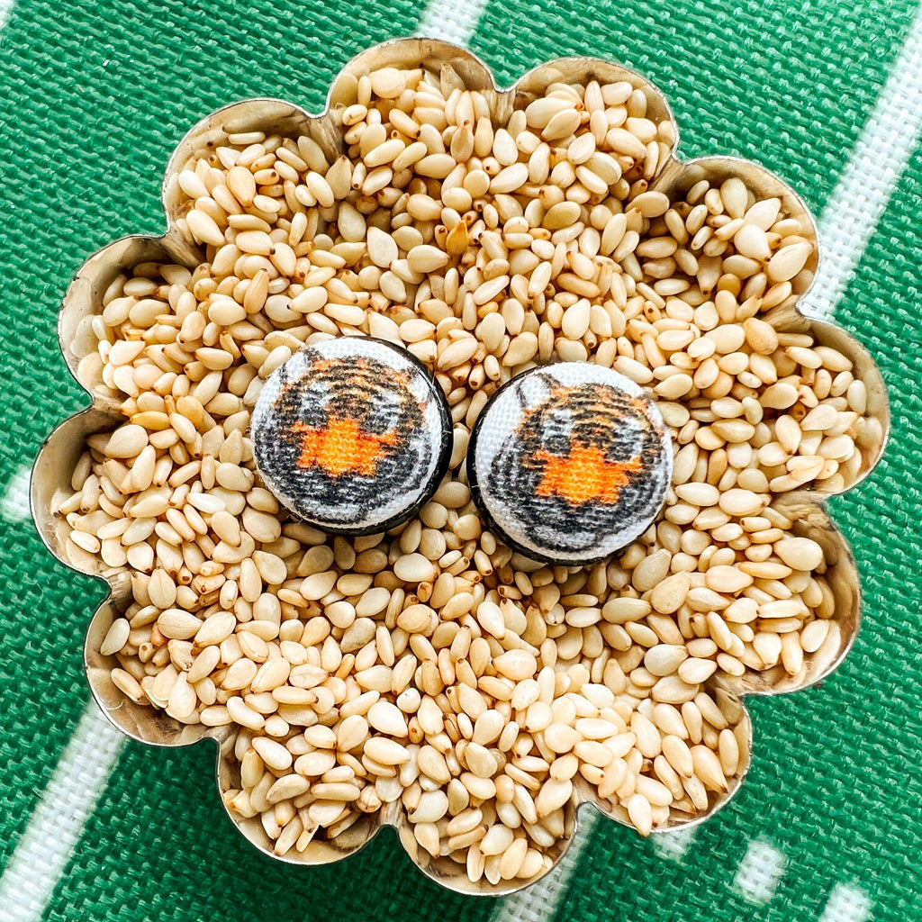 - Tiger Face Post Studs - Orange Black For Cincinnati Fans