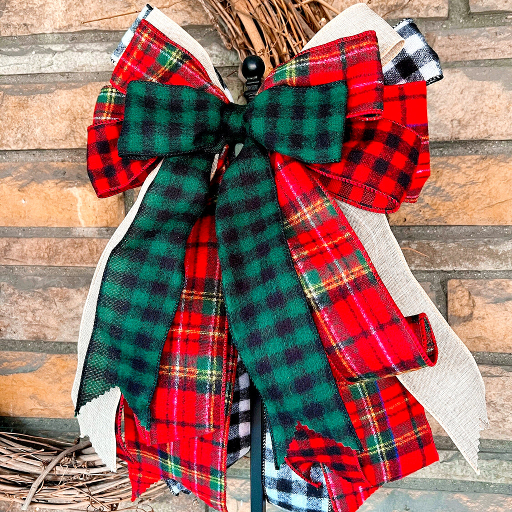 Rustic Farmhouse Christmas Wreath Bow 