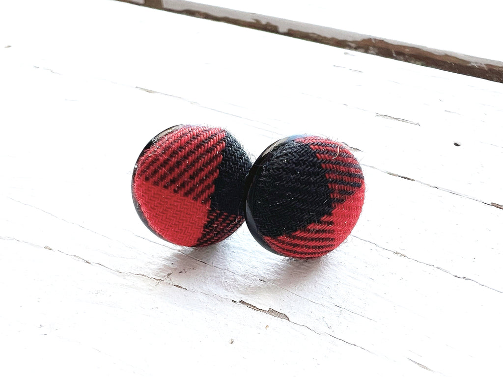 Earring Studs - Buffalo Plaid 