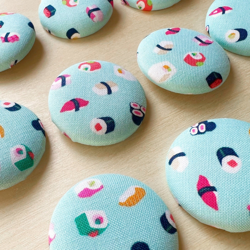 Handcrafted Sushi Fabric Covered Buttons