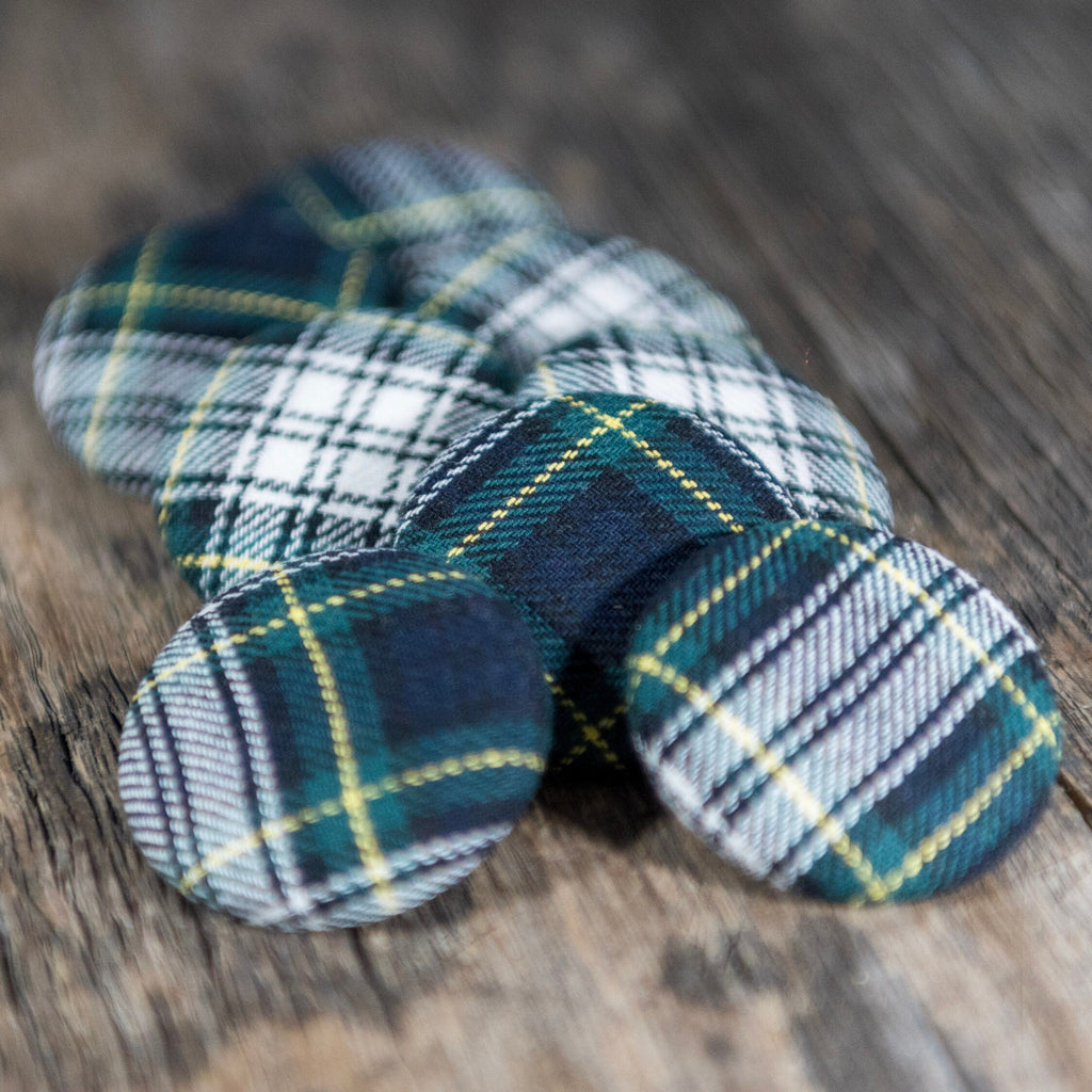 Decorative Shank Buttons In Blue Green Plaid