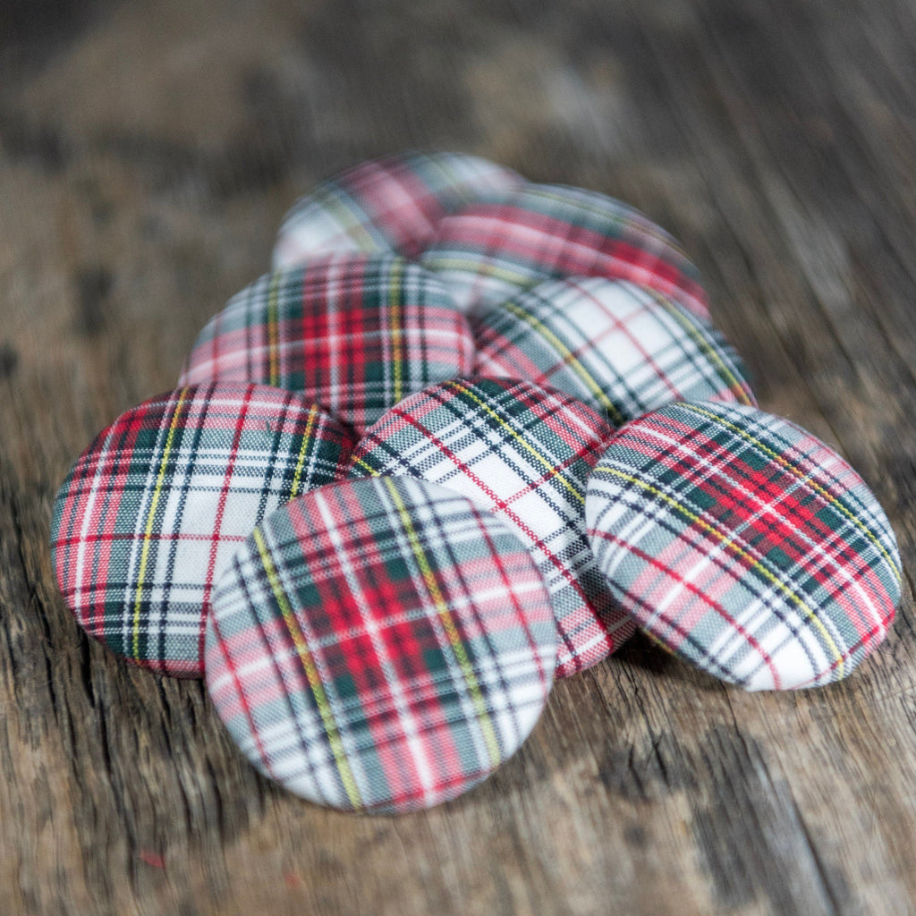 Sew On Buttons - Handmade Red Dress Stewart Plaid