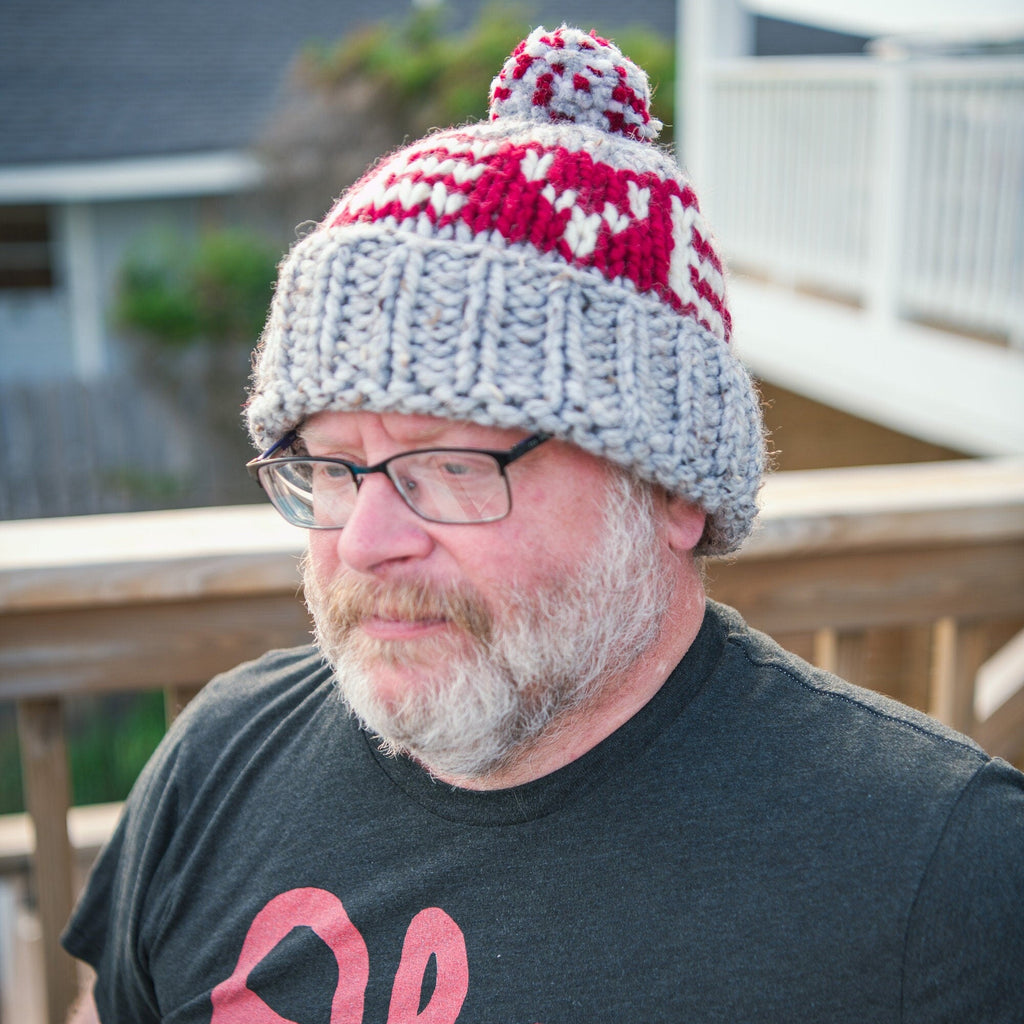 Ohio State Hand Knit Winter Hat with POM POM