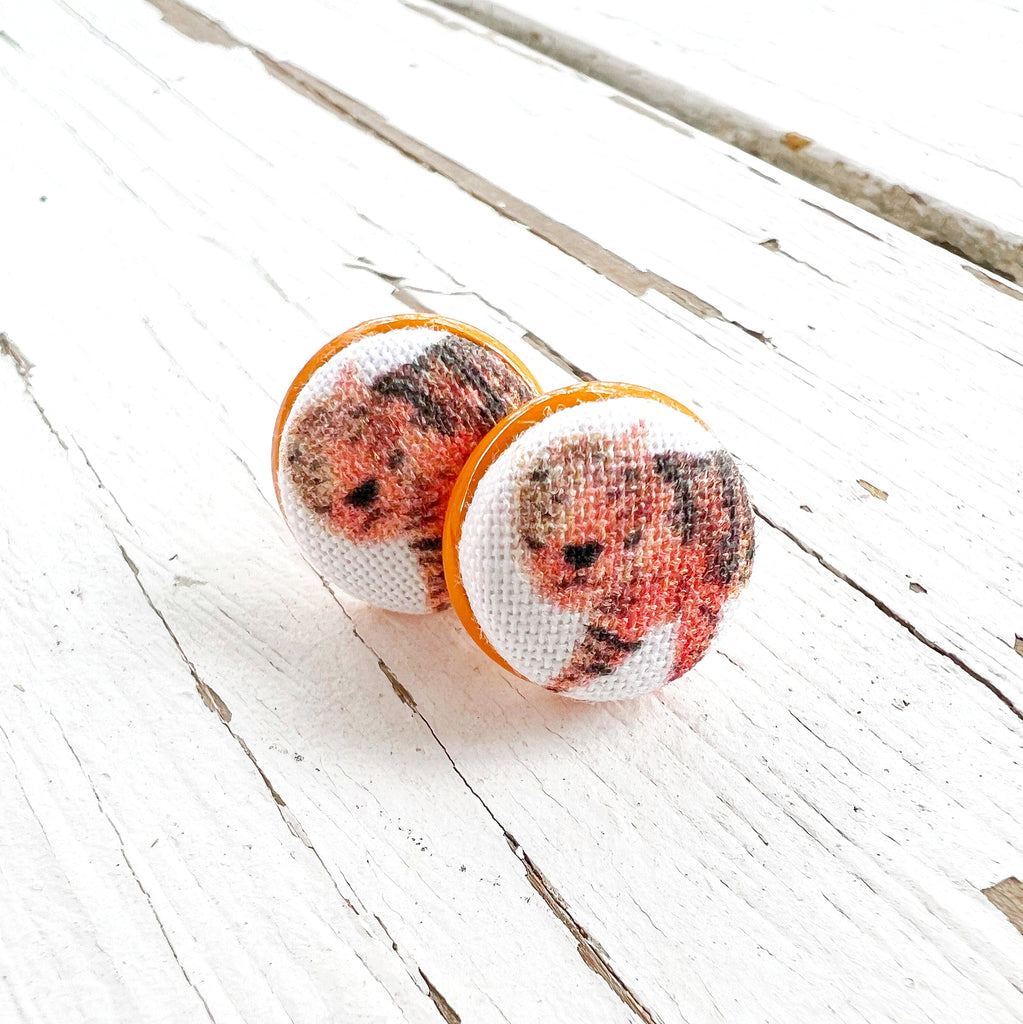 Watercolor Tiger Stud Earrings - Orange Black Jewelry