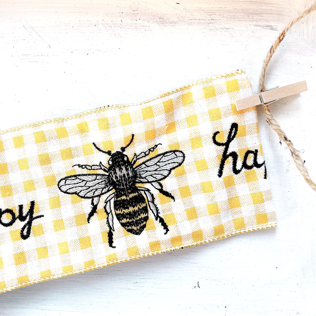 Wired Ribbon Spools - Bee Happy Spring Embroidered Ribbon