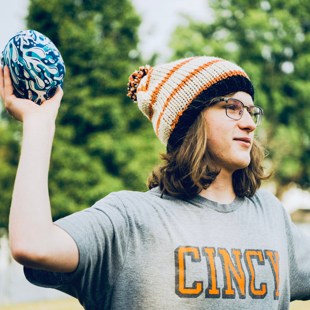 Hand-Knit Cincinnati Football Beanie 