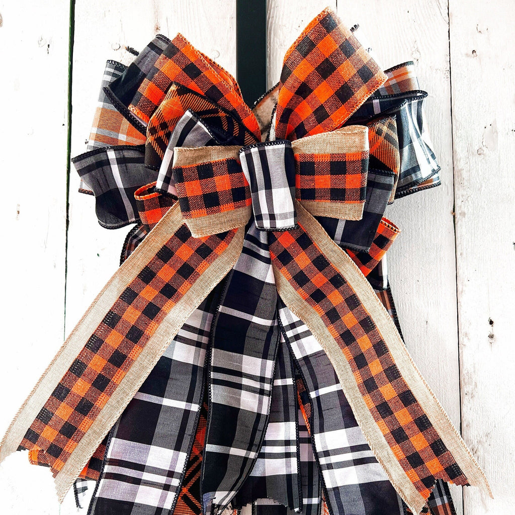 Fall Plaid Oversized Bow For Wreaths