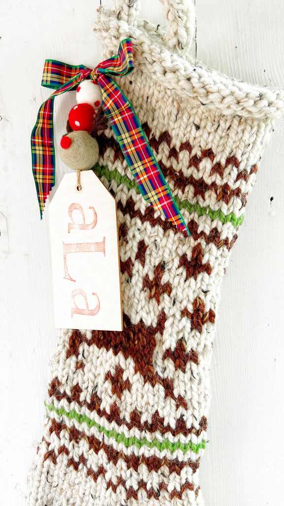 Personalized Chunky Knit Reindeer Family Stockings 