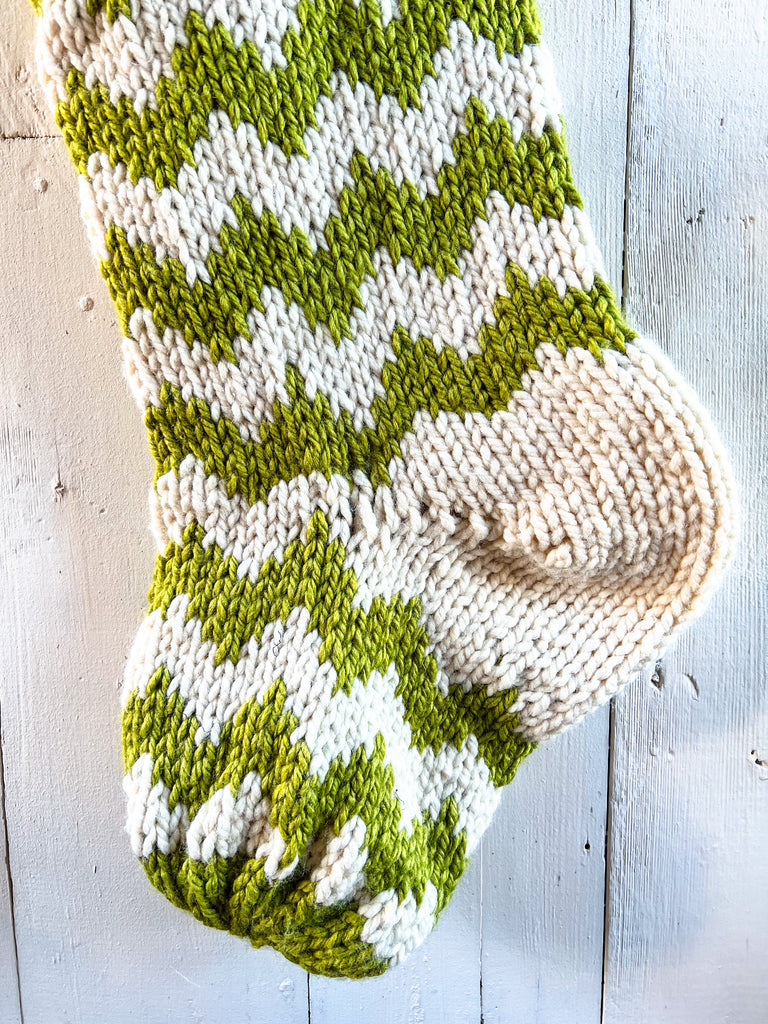 Ready To Ship Stockings - Hand Knit Chevron Stockings 