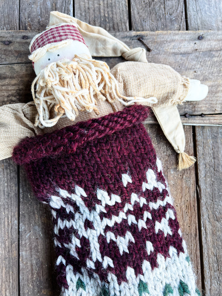 Christmas Stocking Knitted With Snowflake Design