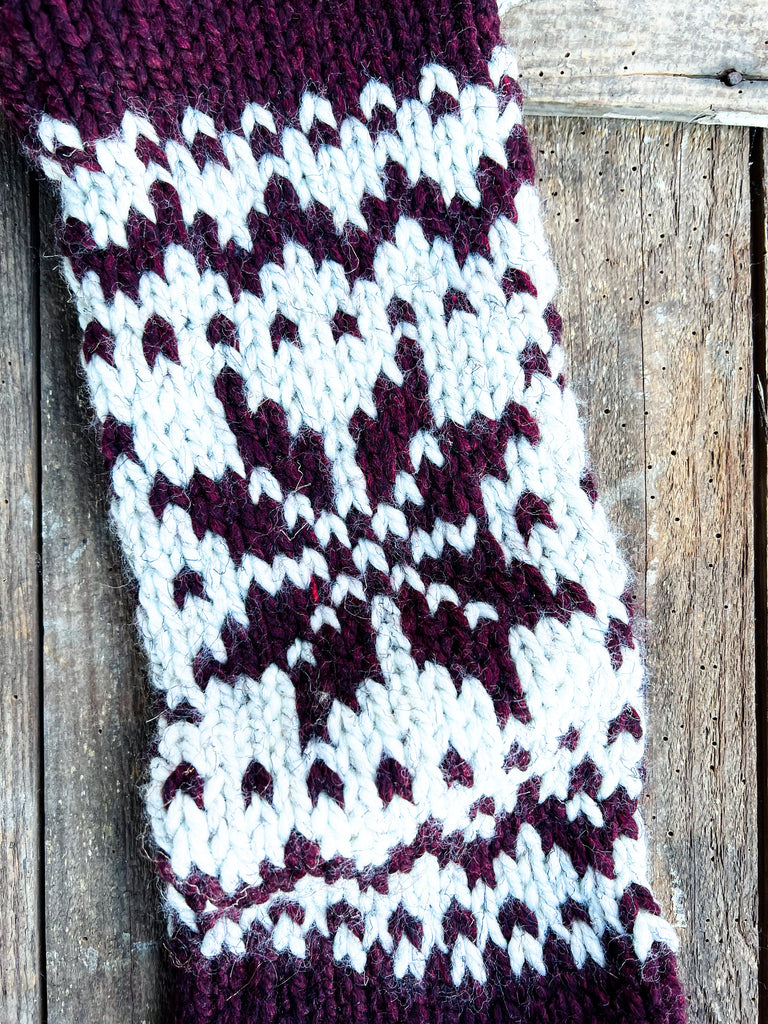 Christmas Stocking Knitted With Snowflake Design