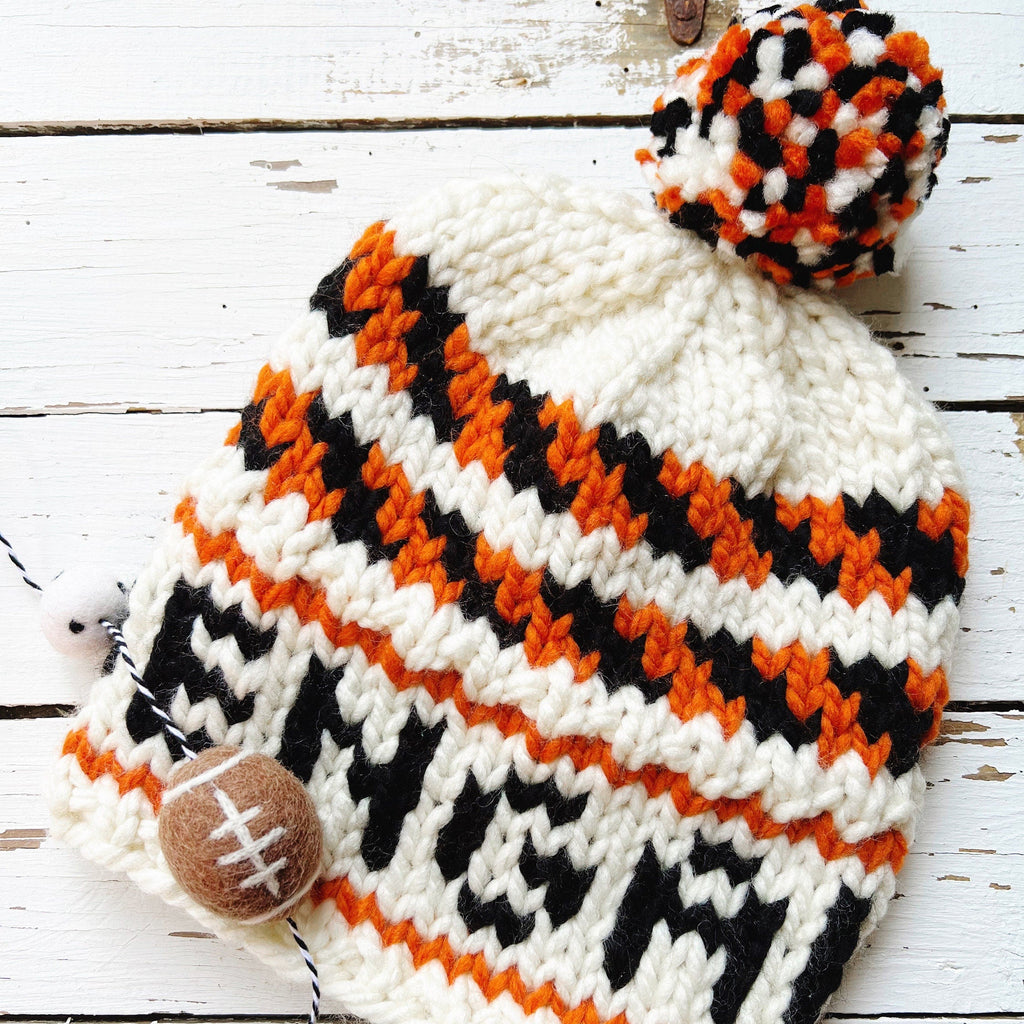 Handmade Cincinnati Tiger Knit Beanie