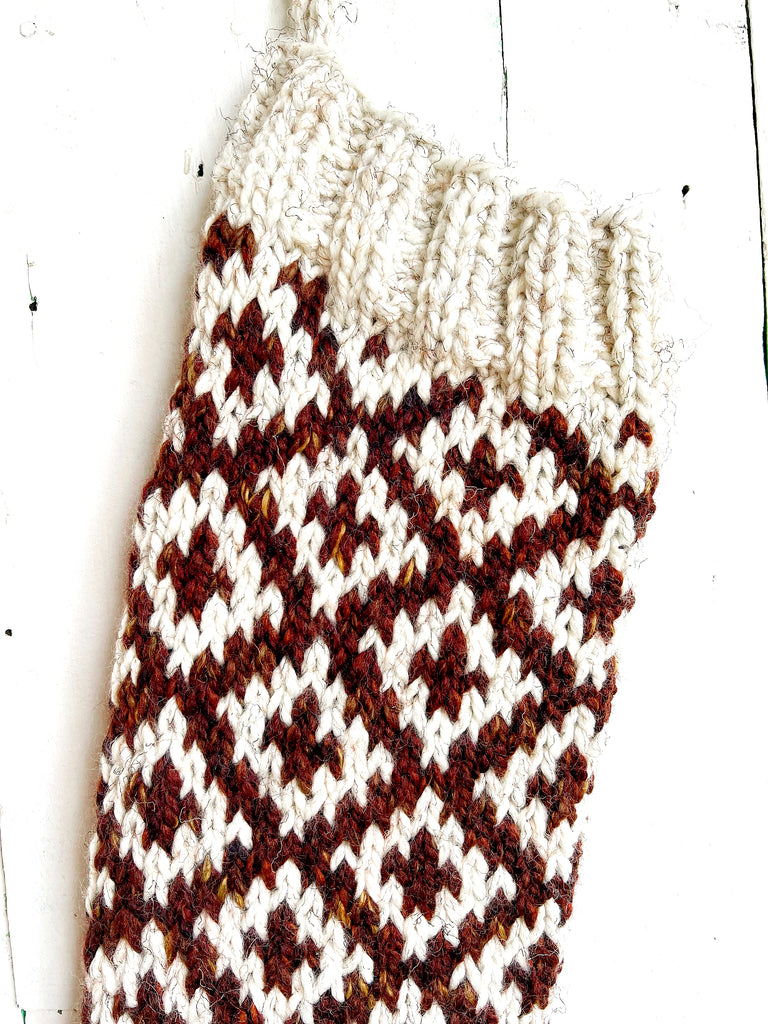 Knit Chunky Fair Isle Wool Large Stockings - Ready To Ship