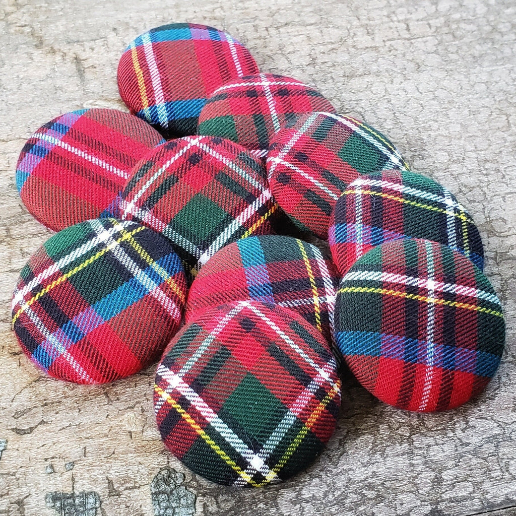 Sew On Buttons - Red Multi Plaid Tartan Buttons