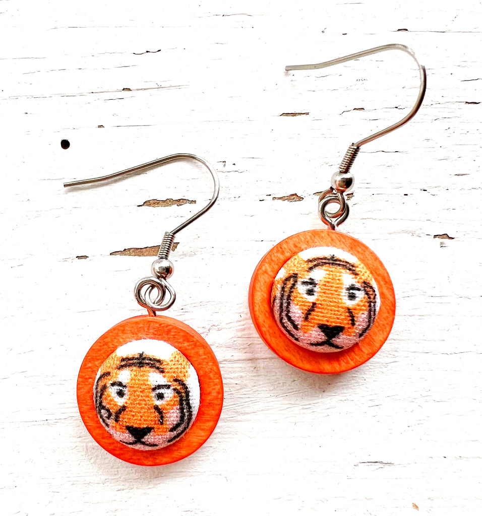 Handmade Orange Tiger Earrings 