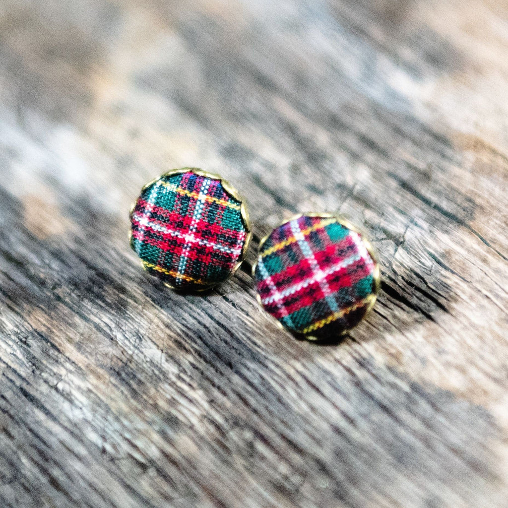 Royal Stewart Tartan Scalloped Stud Earrings