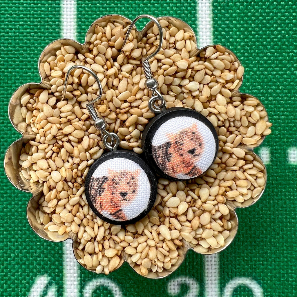 Bengals Jewelry - Watercolor Football Tiger Drop Earring