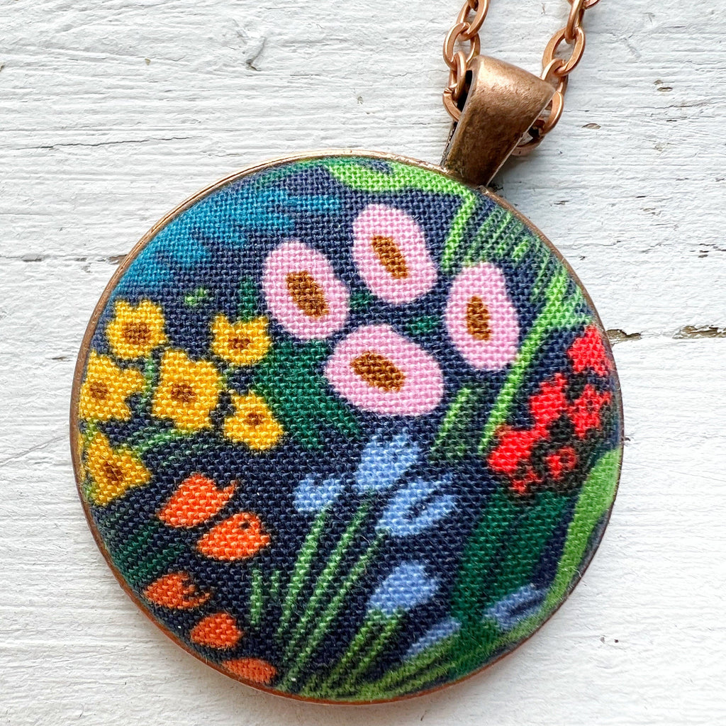 Rifle Paper Fabric Boho Summer Flower Necklace