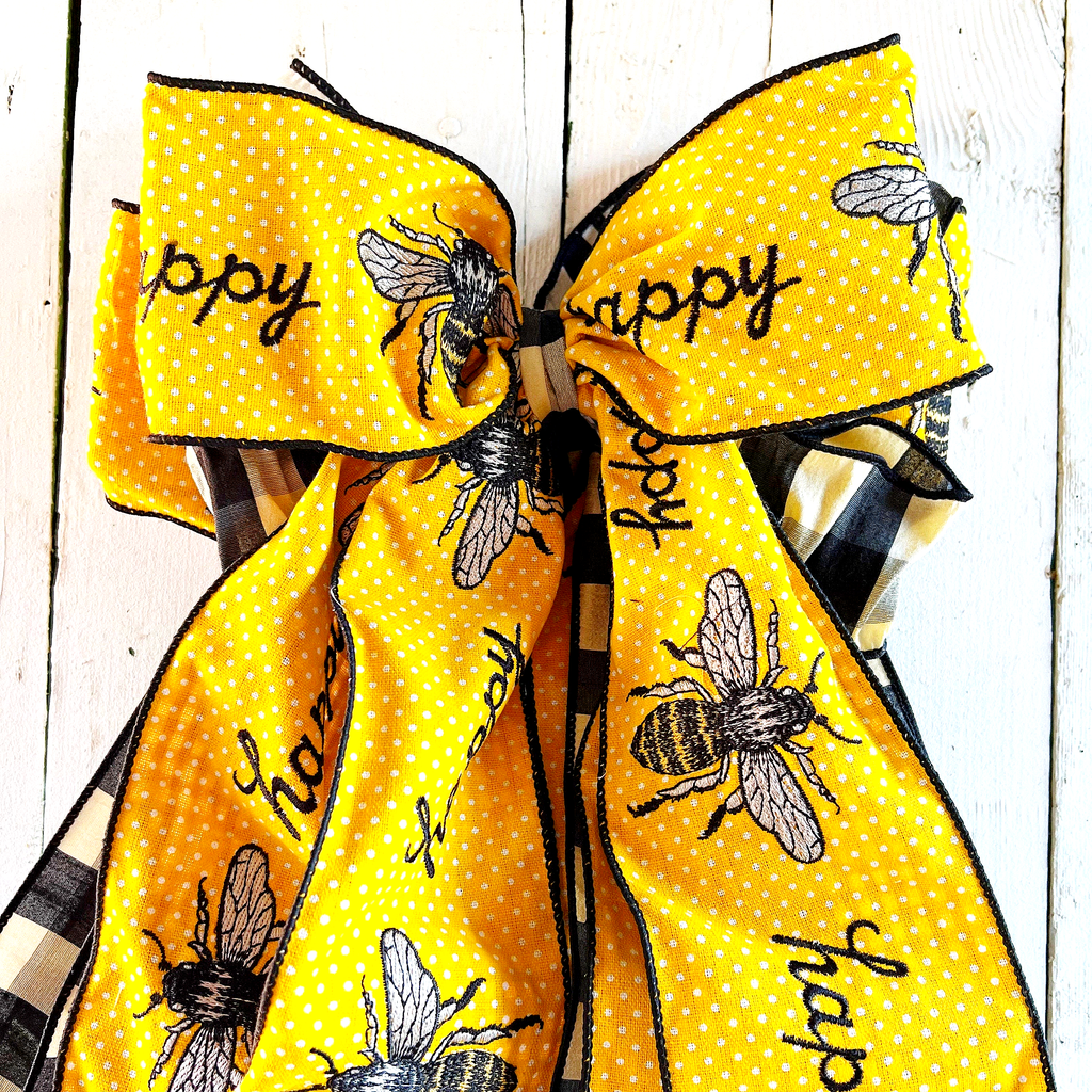 Oversized Bows - Bee Polka Dot Bow 