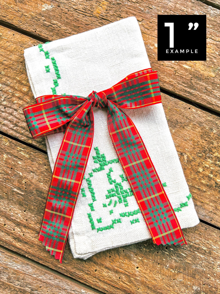 Scottish Tartan Ribbon - Red Christmas Trim END OF SPOOL