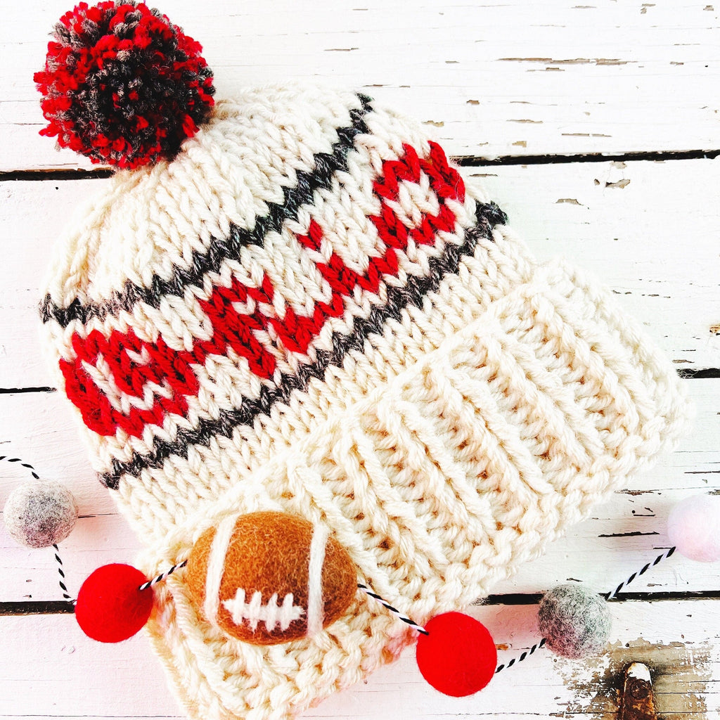 Handmade Ohio State Chunky Knit Hat 