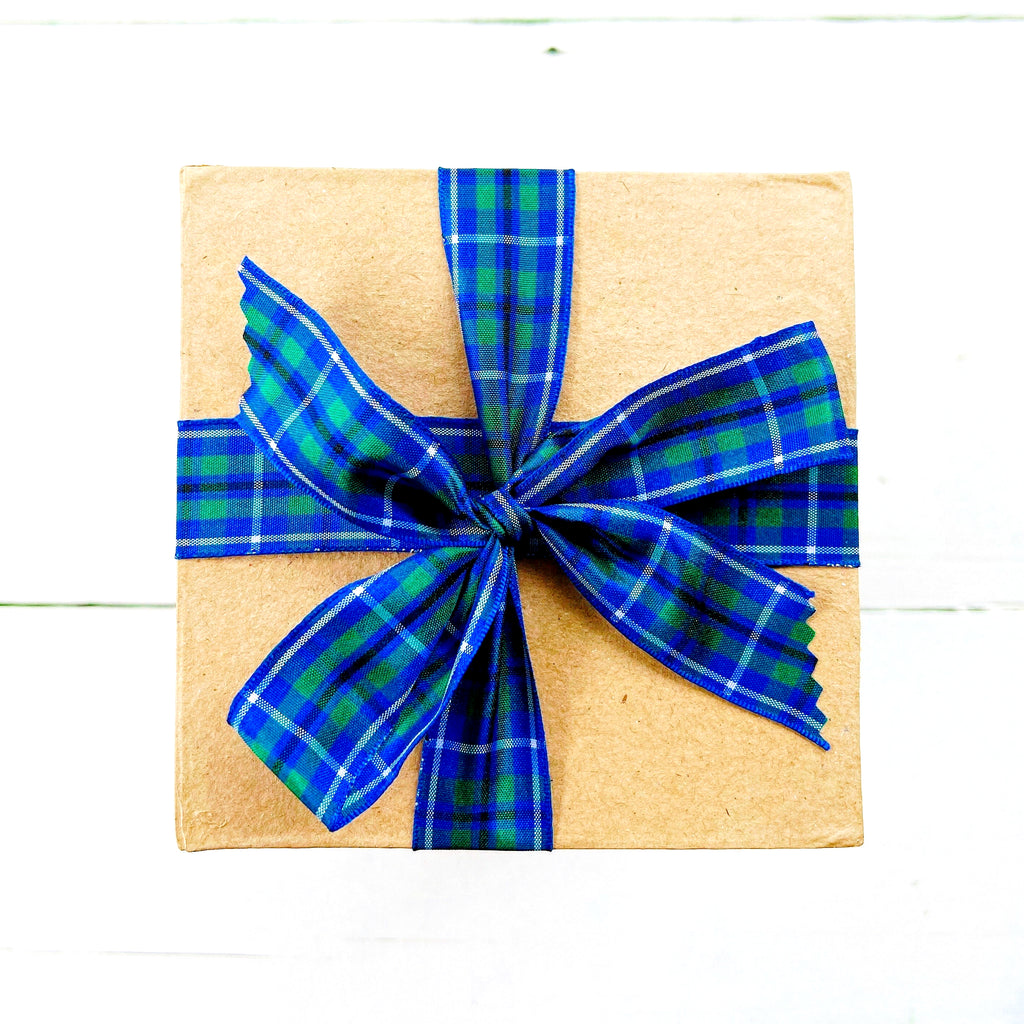 Scottish Tartan Ribbon - Douglas Tartan Blue Plaid Ribbon 