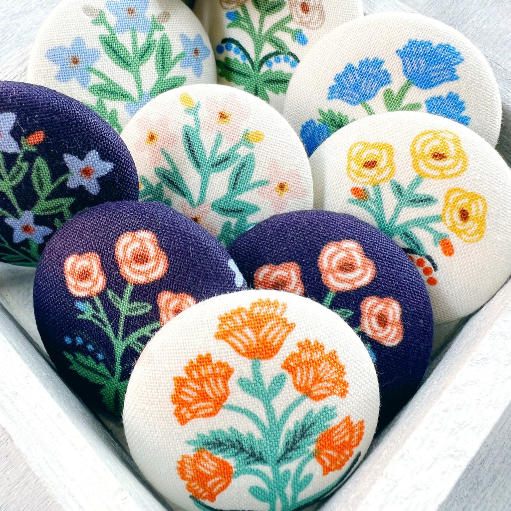 Handcrafted Fabric Flower Sewing Buttons With Metal Shank