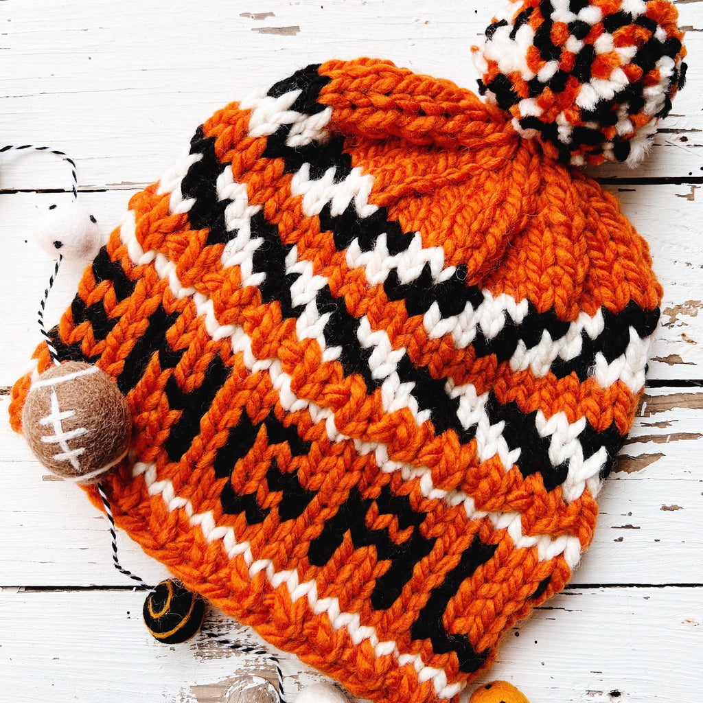 Cincinnati Knit Tiger Chunky Hat - Ready To Ship