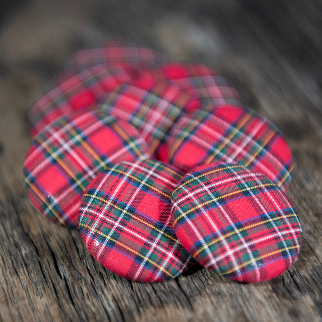 Sew On Buttons - Handmade Red Plaid Coat Buttons