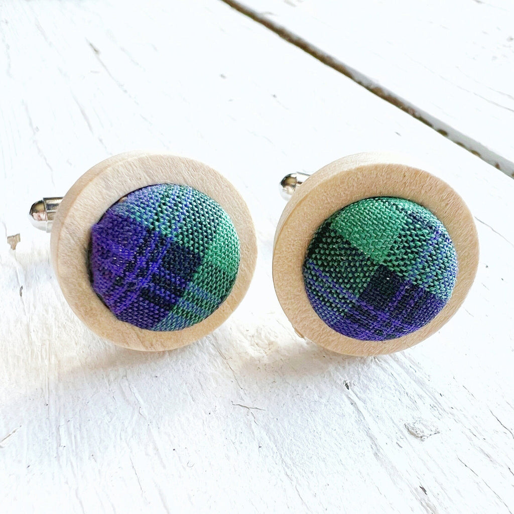 Cufflinks - Black Watch Tartan Plaid Cufflinks 