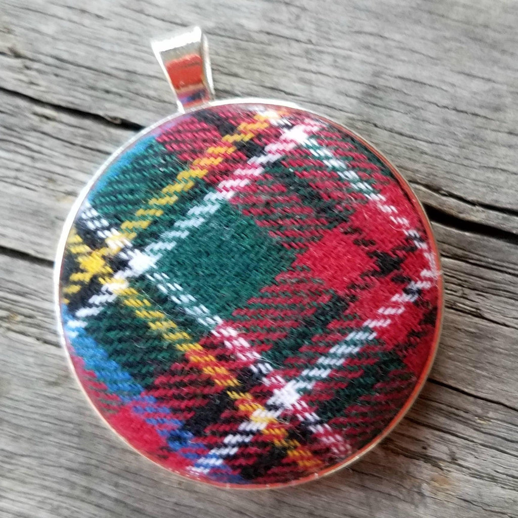 Handmade Stewart Tartan Plaid Pendant Necklace