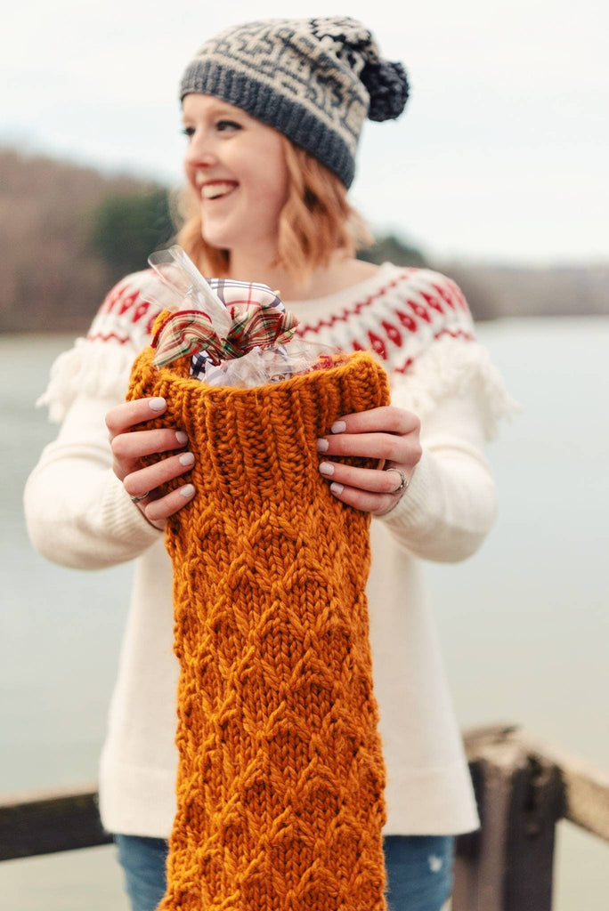 Ready To Ship - Knit Textured Beekeeper Christmas Stocking