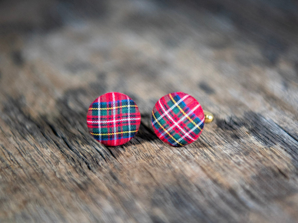 Royal Stewart Plaid Cufflinks - Wedding Gift For Him