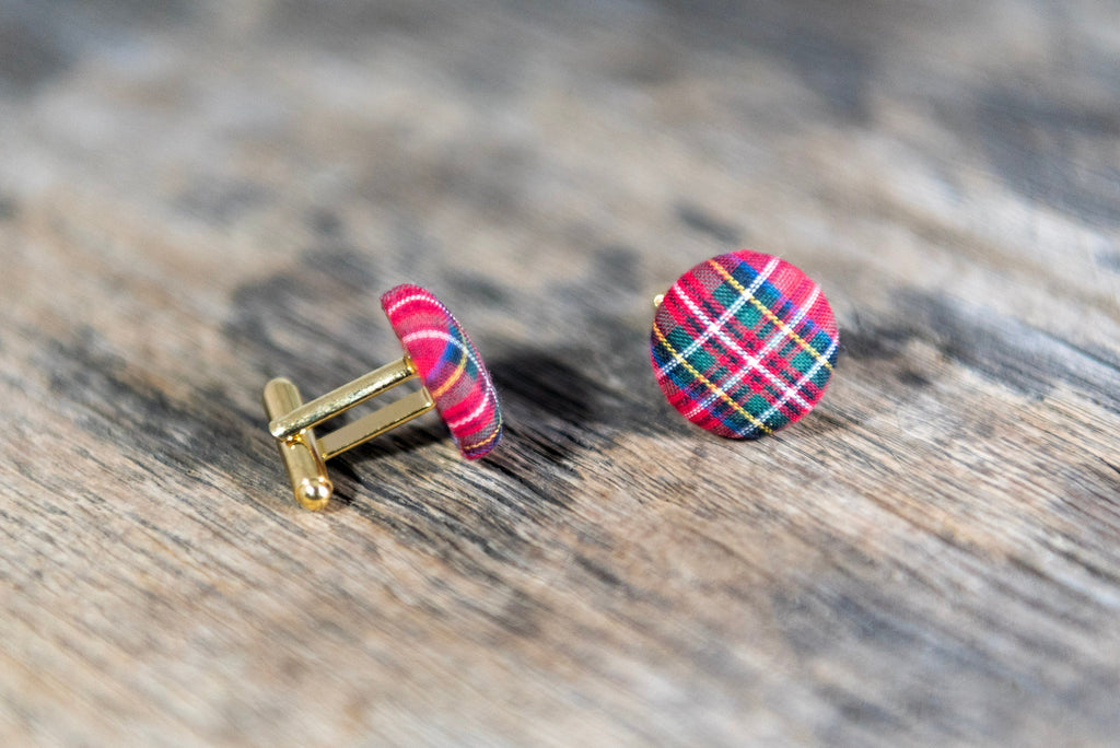 Royal Stewart Plaid Wedding Party Cufflinks