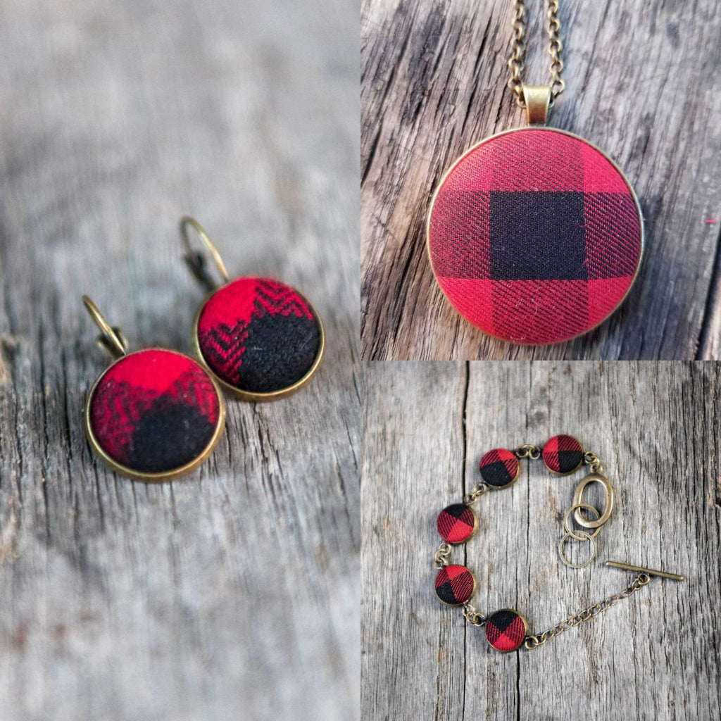 Jewelry Set - Buffalo Plaid Jewelry Set Gift For Her 