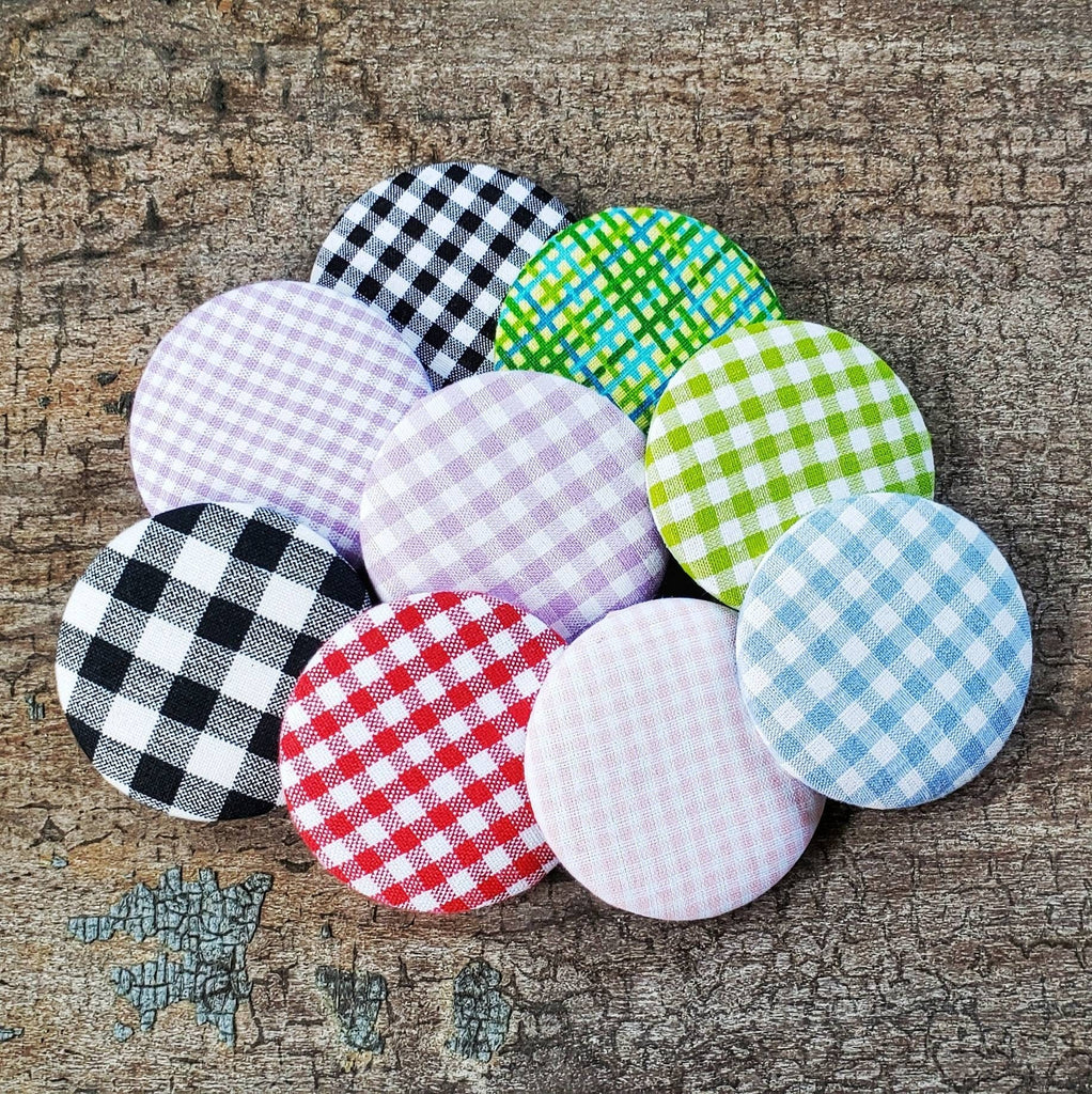 Sew On Buttons - Large Gingham Plaid Buttons