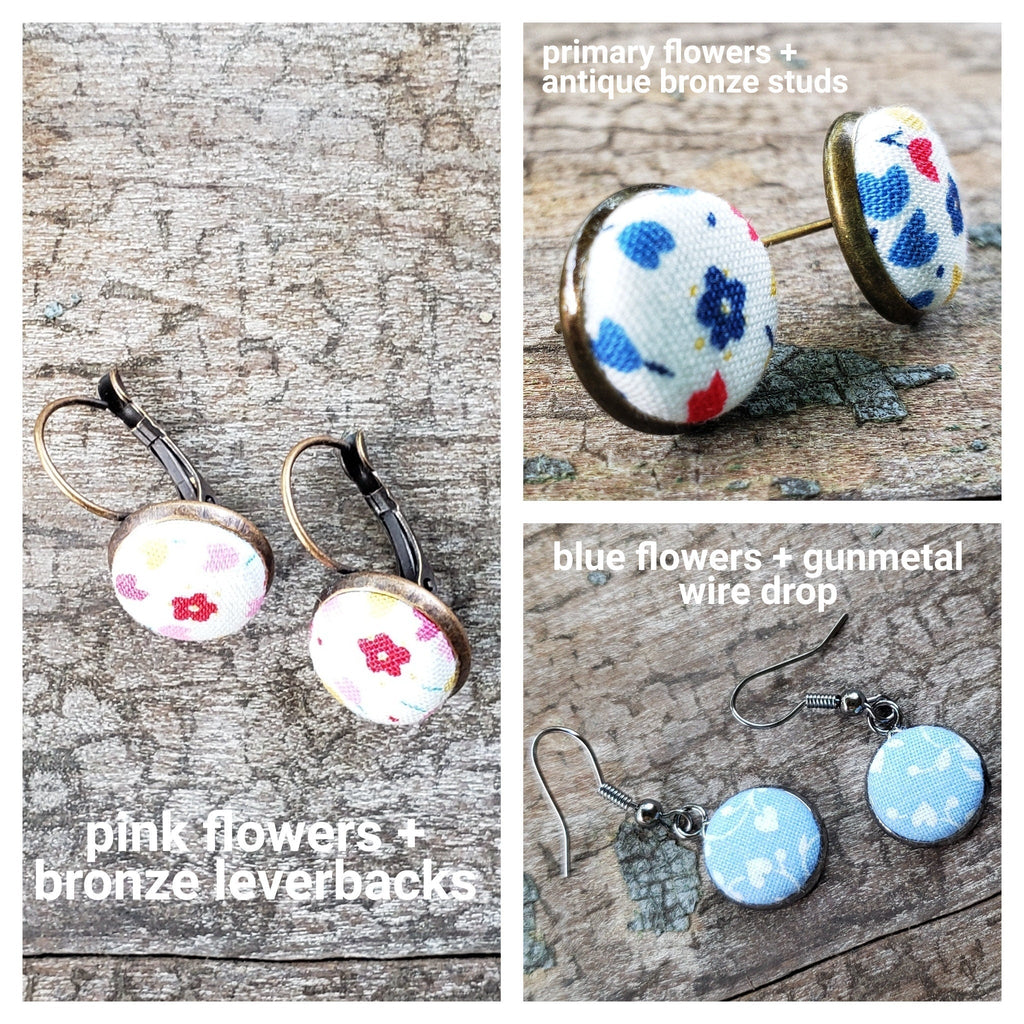 Flower Lever Back Dangle Earrings In choice of metal 