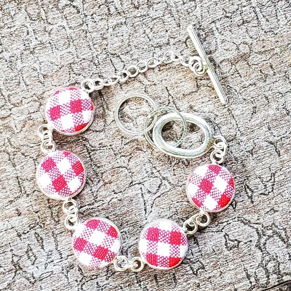 Bracelets - Adjustable Plaid Silver Bracelet 