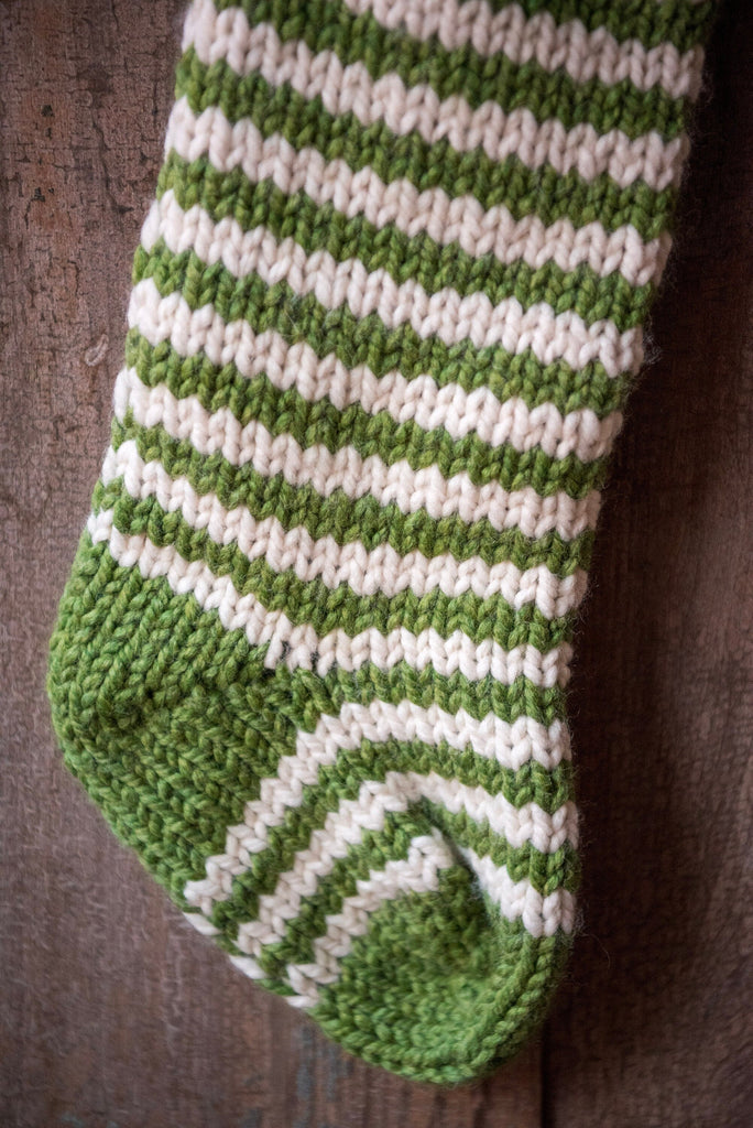 Ready To Ship Stockings - Green Striped Chunky Knit