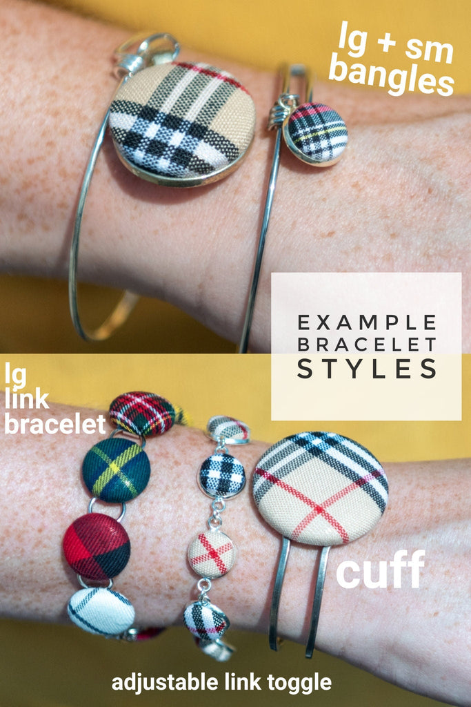 Bracelets - Plaid Toggle Link Bracelet - Adjustable 