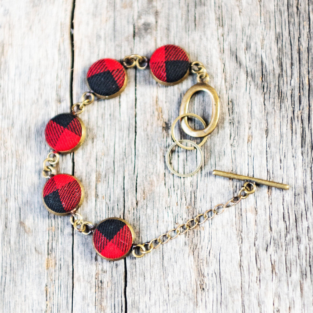 Bracelets - Adjustable Buffalo Plaid Toggle Bracelet 