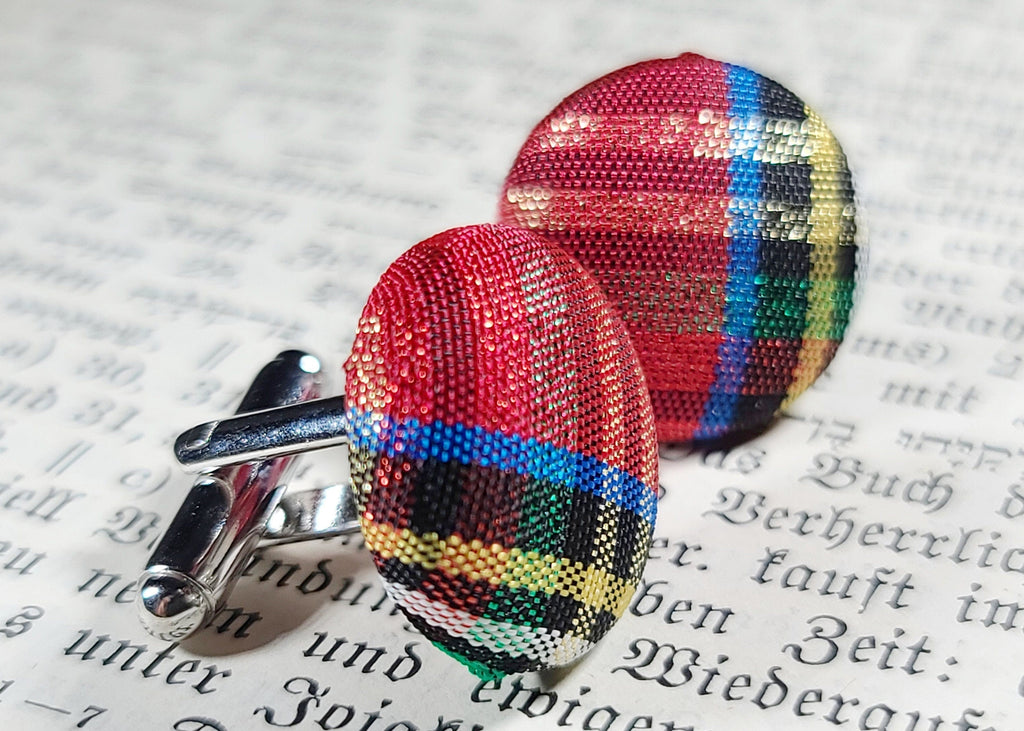 Cufflinks - Plaid Cufflinks - Christmas Stewart Tartan