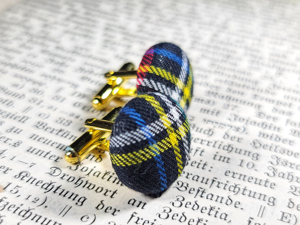 Cufflinks - Mens Cufflinks - Tartan Fabric Cufflinks