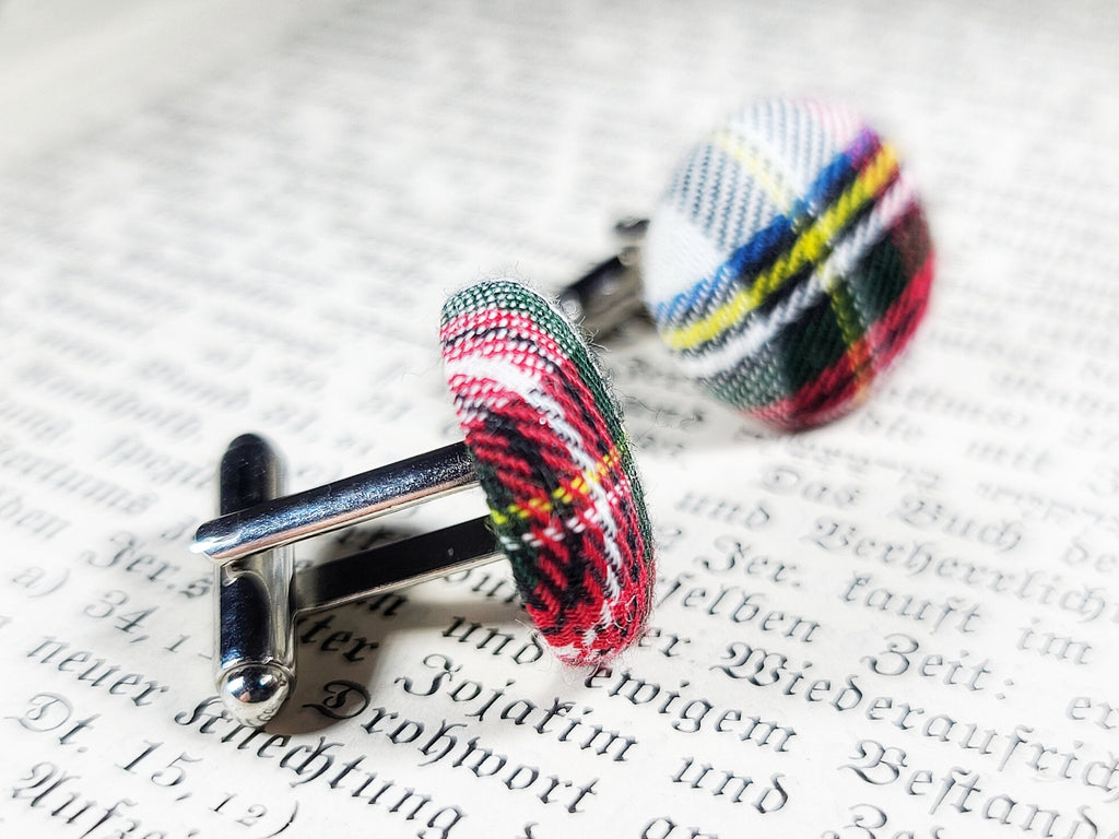 Classic Stewart Dress Tartan -  Silver Cufflinks