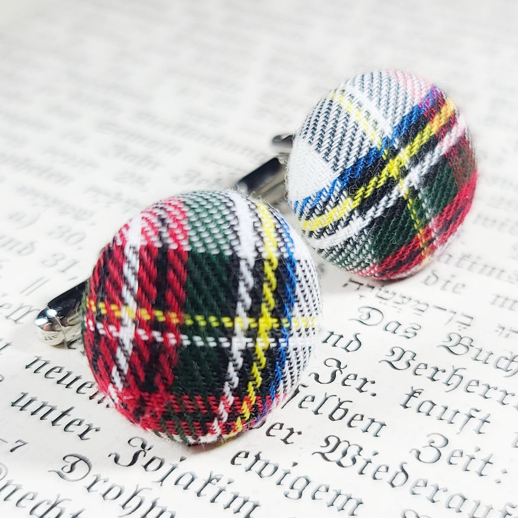 Cufflinks - Classic Stewart Dress Tartan Plaid Cufflinks