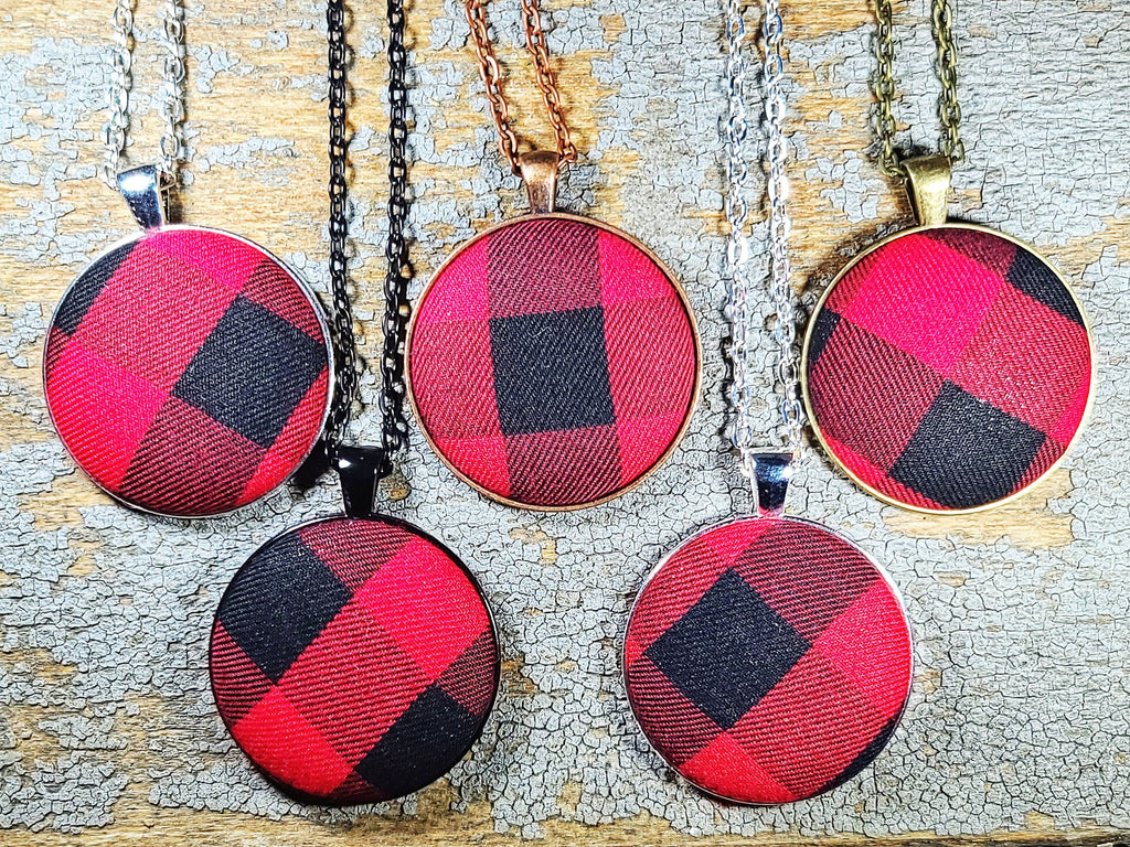 Necklace + Pendant - Buffalo Plaid Handmade Jewelry