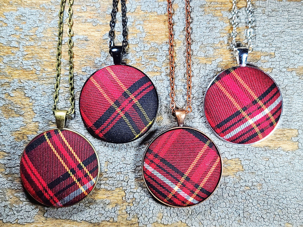 Necklace + Pendant - Scottish Plaid Jewelry - Gift For Her